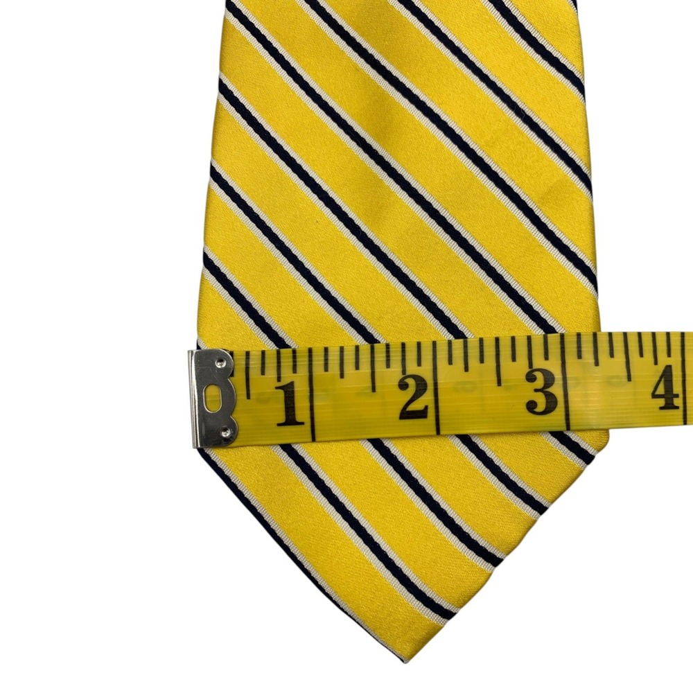 Bundle 2 Tommy Hilfiger‎ Mens Yellow Navy Silk Neckties Striped Plaid 57.5"L - Picture 5 of 11